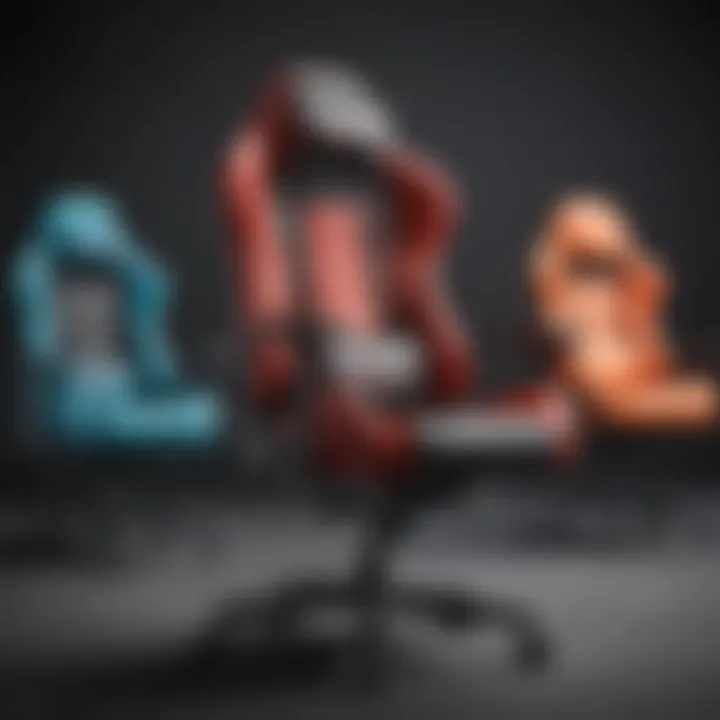 A variety of gaming chairs in different styles and colors.