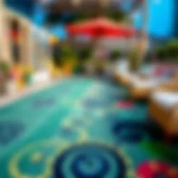 Vibrant outdoor patio carpet design