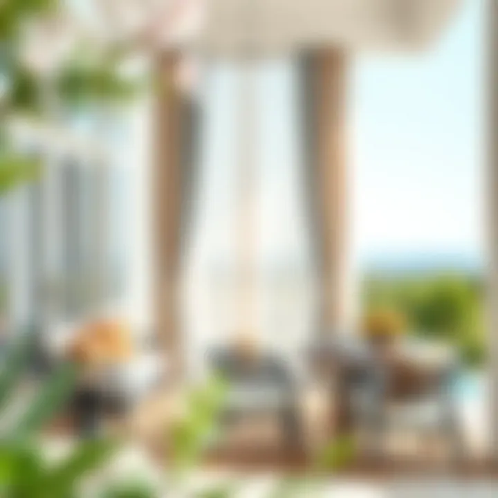 Elegant outdoor space featuring curtains and furniture