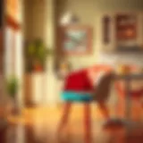 Vibrant retro vinyl kitchen chair in a cozy dining space