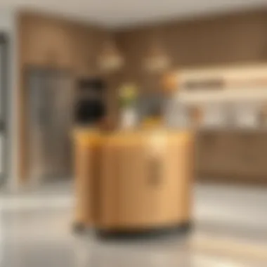 Versatile Round Kitchen Island Demonstrating Mobility Versatile round kitchen island showcasing mobility in action