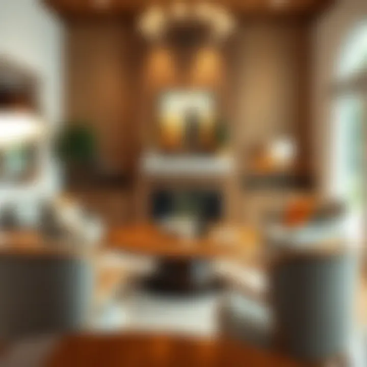 Cozy living room featuring a round wood table as a centerpiece