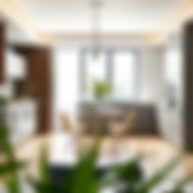 Contemporary four-seat dining table in a modern kitchen