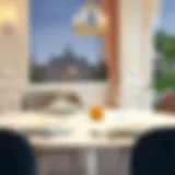 Elegant small dining table set with tableware