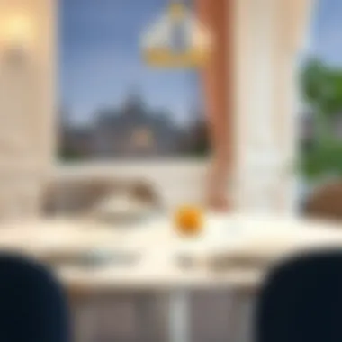 Elegant small dining table set with tableware