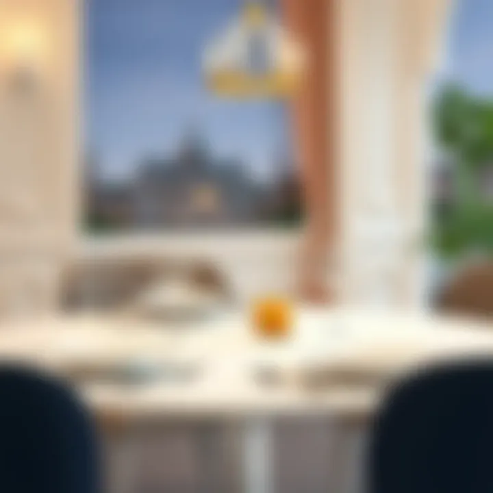 Elegant small dining table set with tableware