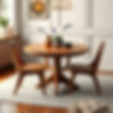 Stylish wooden dining table with decorative elements