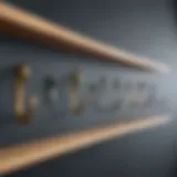 Various types of small hooks displayed on a shelf
