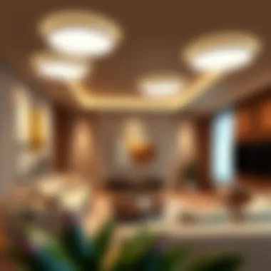 Contemporary Living Room with Smart Ceiling Lighting Modern smart ceiling light design illuminating a stylish living room