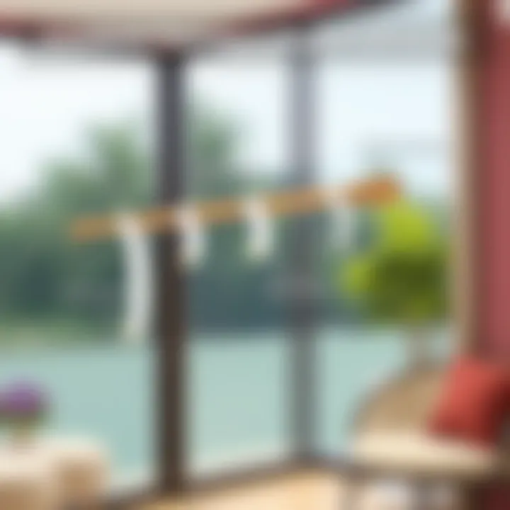 Schematic diagram demonstrating installation techniques for tension rod support brackets.