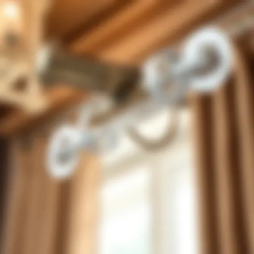 Close-up view of a tension rod support bracket showcasing its elegant design.