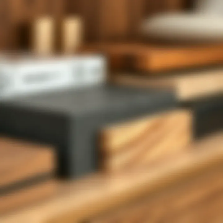 Close-up of various materials used in a 50 inch height TV stand