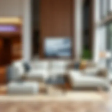 Stylish L shaped sofa in a modern living room