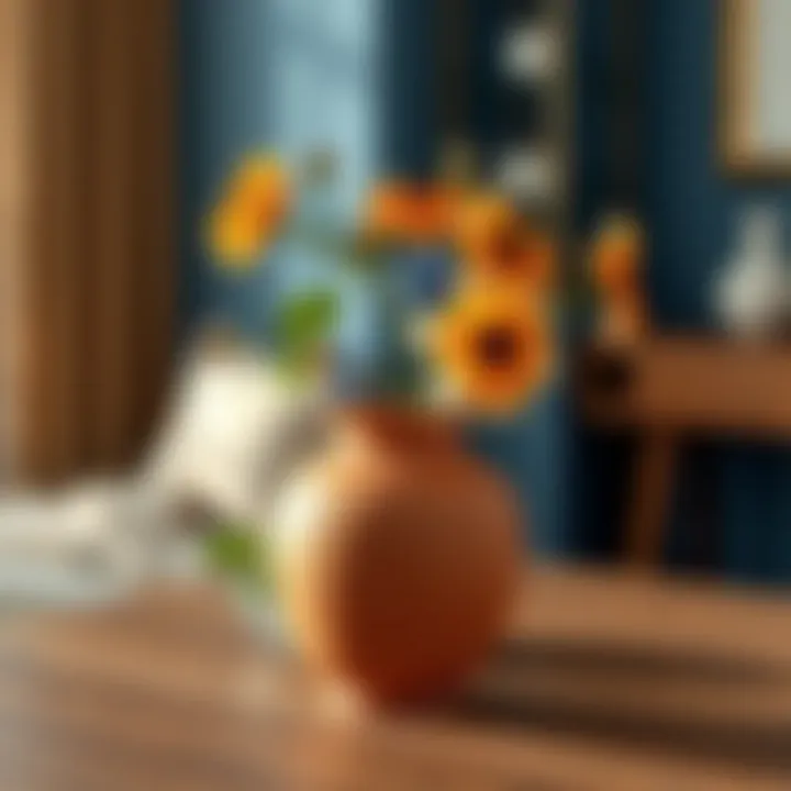 Rustic terracotta vase on a wooden table