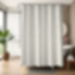 Elegant rain drop shower curtain in a modern bathroom setting