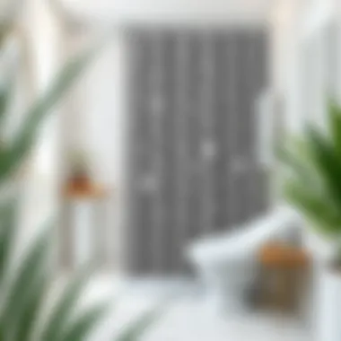 Stylish bathroom with a rain drop shower curtain enhancing decor