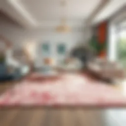 A beautifully styled blush punk rug in a modern living room