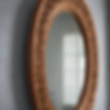 Craftsmanship details of a handcrafted long wood mirror