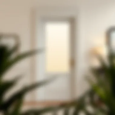 Interior view showcasing a white frosted glass door