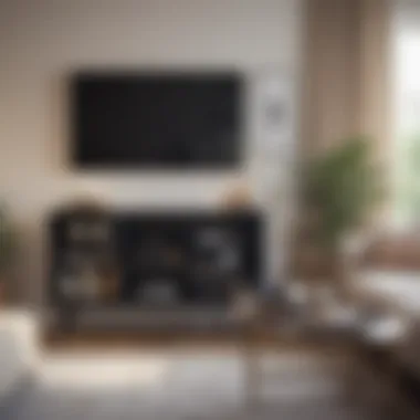 Compact Elegance: A Stylish Centerpiece Charming compact entertainment center in a stylish living room