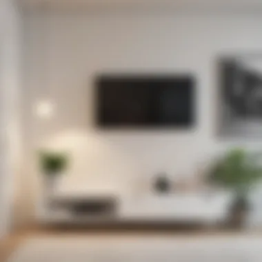 Sleek Minimalism: Harmonizing Spaces Minimalist entertainment center blending with modern decor
