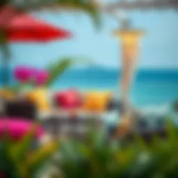 Luxurious outdoor setting featuring vibrant cushions