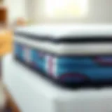 A close-up view of a cushion firm mattress showcasing its layers and textures