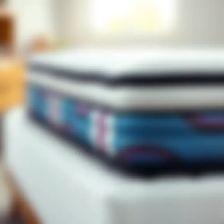 Layers and Textures of Cushion Firm Mattress A close-up view of a cushion firm mattress showcasing its layers and textures