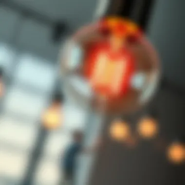 A close-up view showcasing the intricate design of a BR30 bulb