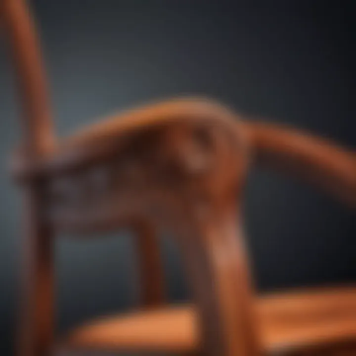 Close-up of unique wood finishes on furniture chairs