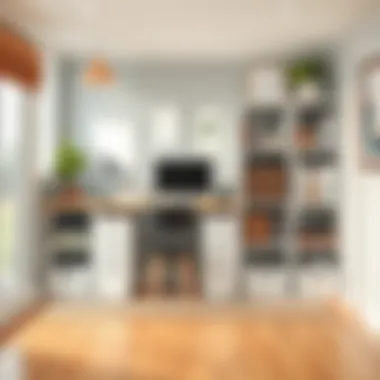 Organized office space featuring cube storage solutions