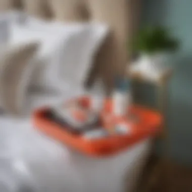 Aesthetic Enhancement in Bedroom Spaces Bed caddy tray enhancing bedroom aesthetics