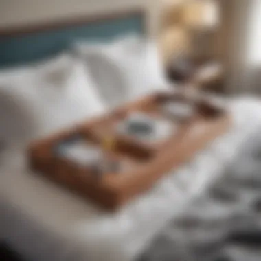Comfortable Bed Setup Featuring a Caddy Tray Cozy bed setup with caddy tray