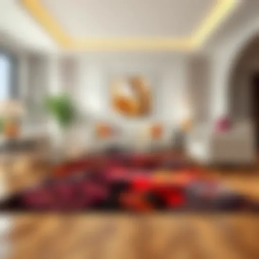 Elegant living room showcasing a stunning area rug that complements the decor