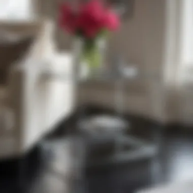 Modern Elegance: Acrylic Side Table in Living Room Elegant narrow acrylic side table in a modern living room setting