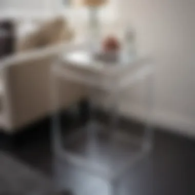 Stylish Transparency: The Allure of Acrylic Design Stylish narrow acrylic side table showcasing its transparent design
