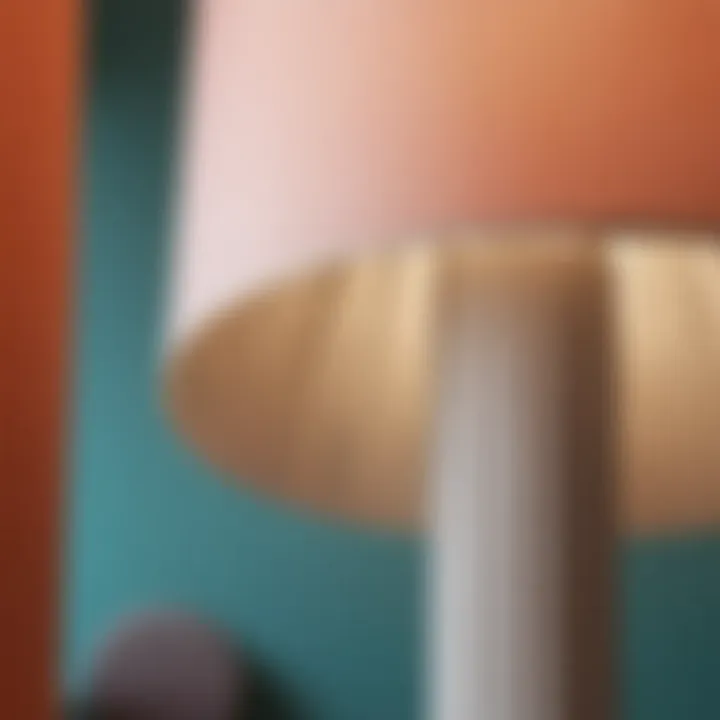 Close-up view of unique design details in a paper column floor lamp