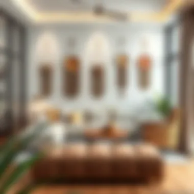 Aesthetic wall hangers in a modern living room