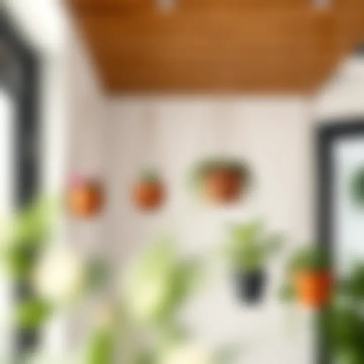 Decorative metal wall hangers with plants