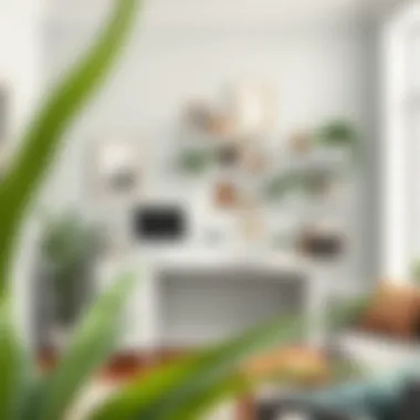 Functional wall organizer in a minimalist home office