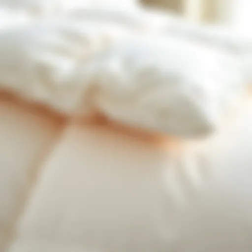Close-up view of a luxurious goose down comforter showcasing its softness and loft