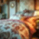 Luxurious bedding set with intricate patterns