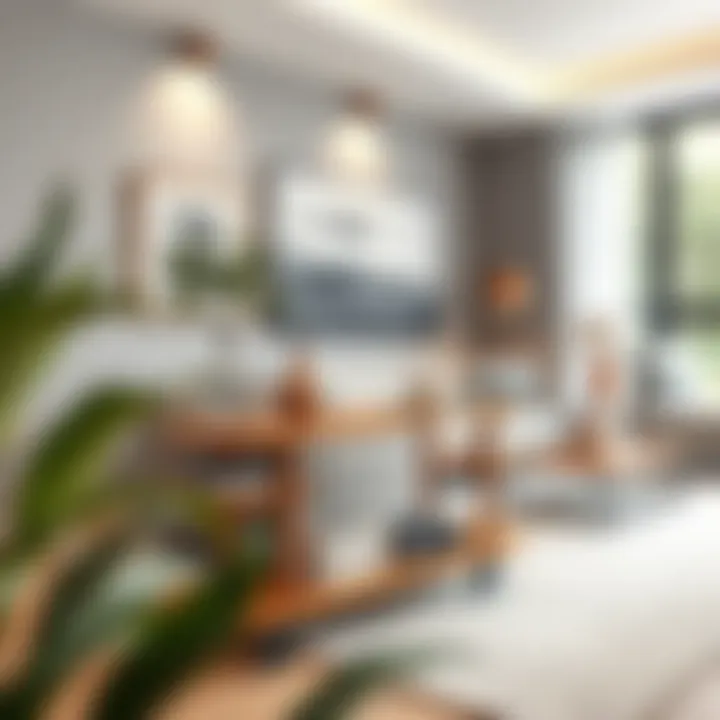 Sophisticated Integration of Space-Saving Design Elegant skinny rolling shelf in a modern living room setting