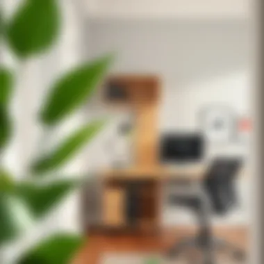 Maximizing Office Space with Innovative Furniture Solutions Skinny rolling shelf used in a compact office environment