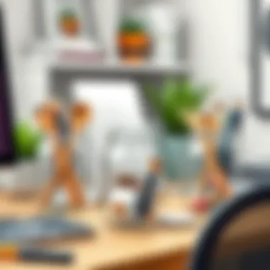 Stylishly organized workspace with 8 oz mason jars for office supplies.