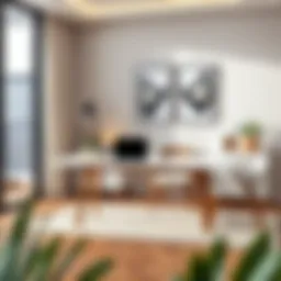 Elegant fold down desk table in a modern home office setting