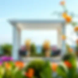 Elegant small portable pergola in a modern garden setting