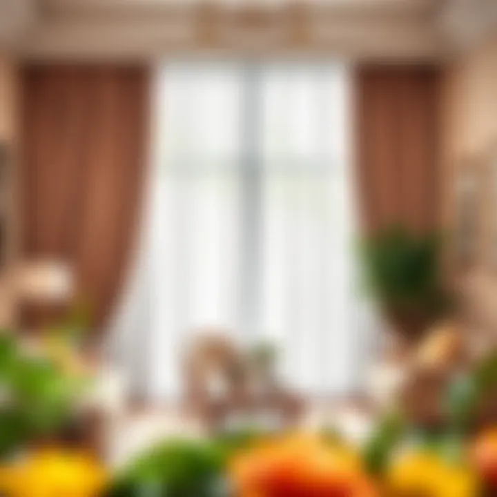 A beautifully decorated interior featuring velvet curtains and complementary decor