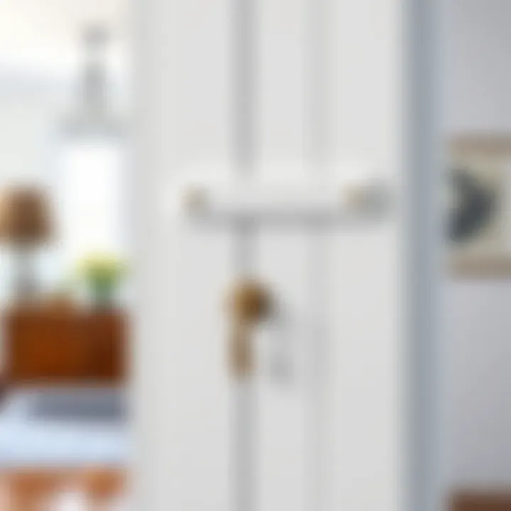 Stylish Hardware on White Barn Door White barn door showcasing unique hardware