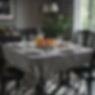 Stylish dining setup featuring black and white checkered tablecloth